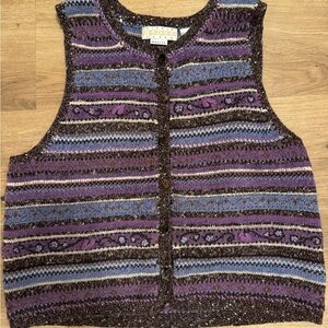 Sigrid Olsen Sport Knit Vest in Purple and Blue